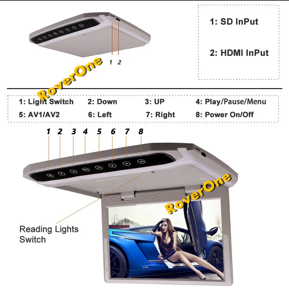 14 ''дюймовый HD Automotivo автомобиль флип-вниз потолочный TFT ЖК-монитор туристический грузовик автобус AD крепление на крышу плеер