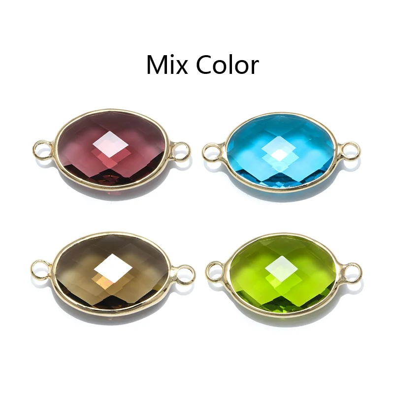 Mix Color 3 4 шт. 13 цветов овальные коннекторы с кристаллами для самостоятельного изготовления ювелирных изделий ручной работы женские браслеты ожерелья принадлежности для сережек оптом - Цвет: Mix Color 3