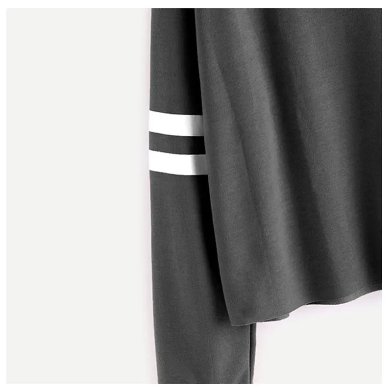 Демисезонный Striped Varsity короткие футболки Для женщин с круглым вырезом и длинными