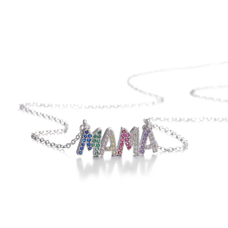 Ожерелье с подвеской и надписью Mama Mom Mommy CZ Подарочная коробка для мамы семейные