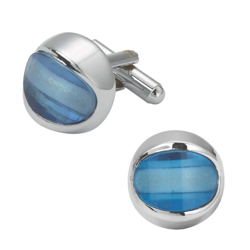 KC популярные модные брендовые высококачественные Серебристые Синие запонки с