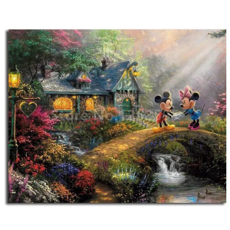 Томас Kinkade Микки Минни Маус холст живопись плакаты печать стены искусство картина современная детская спальня декор рождественские подарки