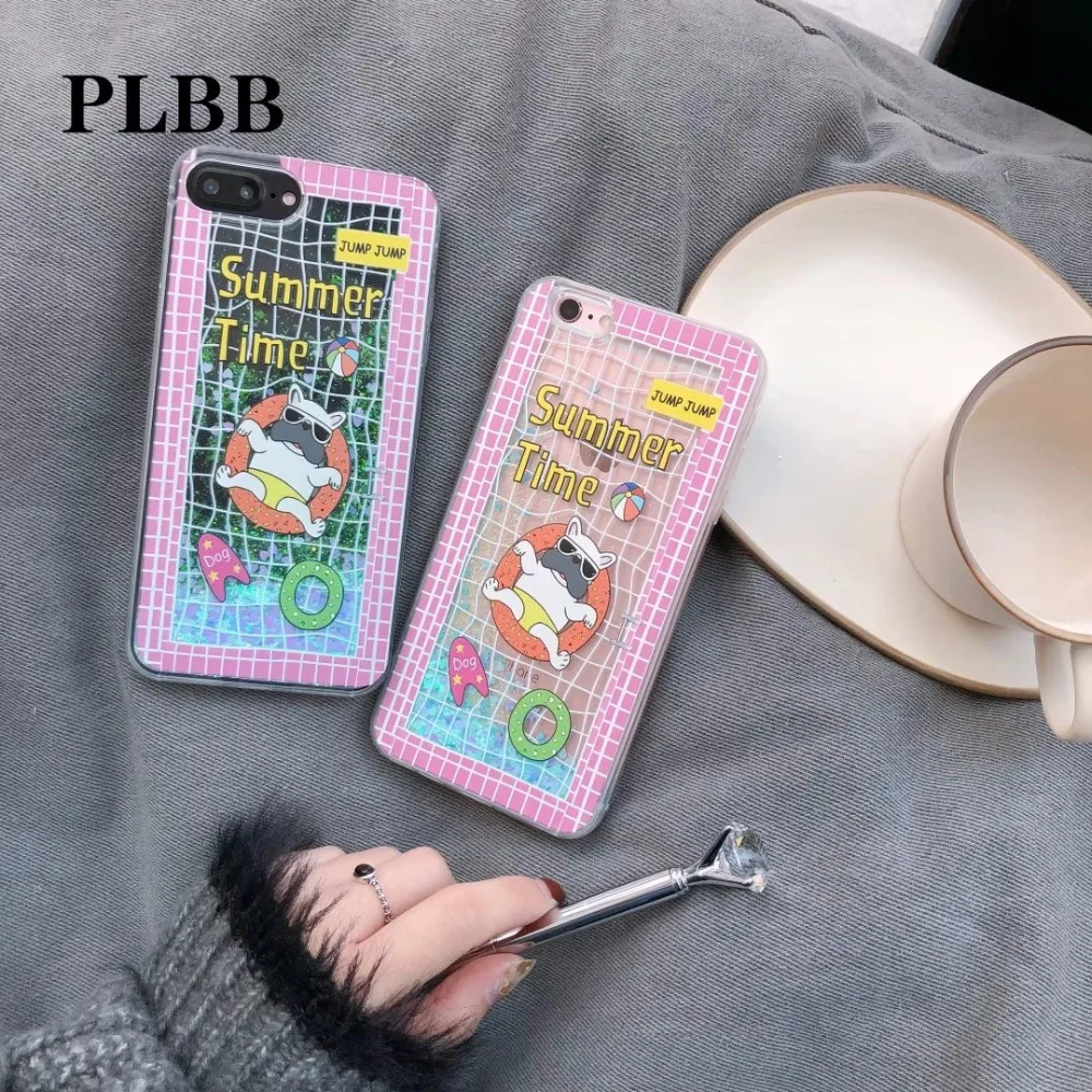 PLBB Модный чехол для девочек с жидким песком iPhone X 6 6S 7 8 Plus блестящими звездами и