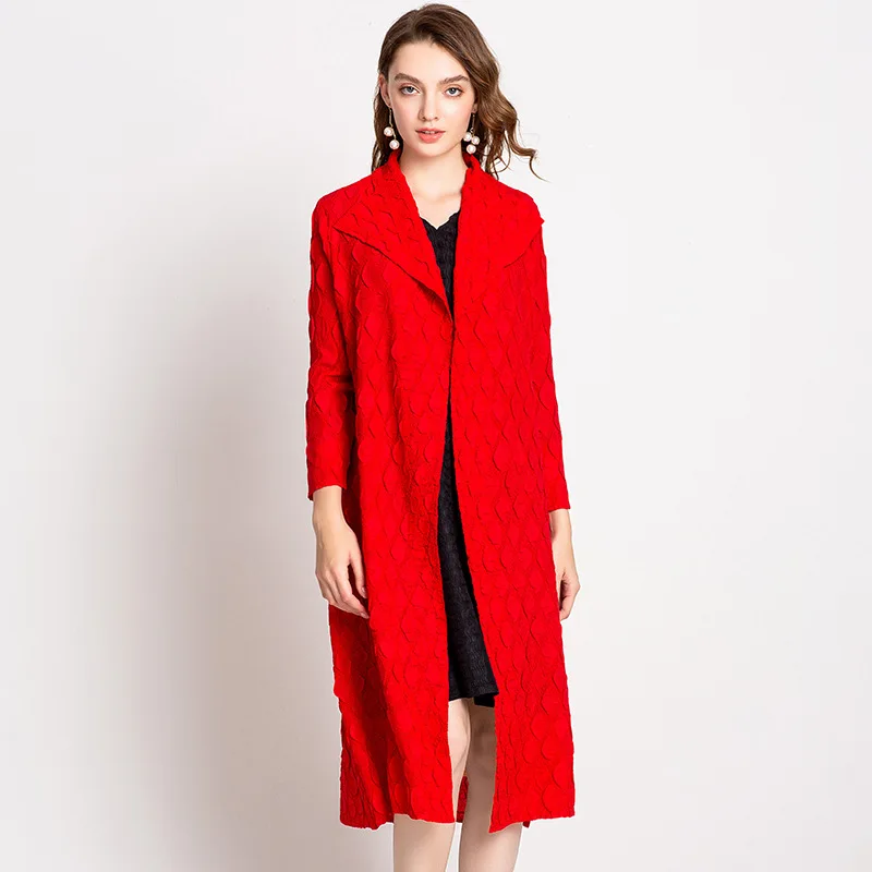 Issey Miyake плиссированная ветровка длинное пальто модная Осенняя новая женская