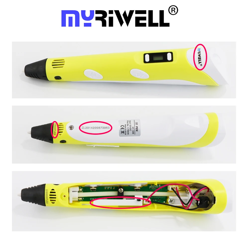 3d Ручка myriwell для рисования 100 м или 200 1 75 мм пла-нить детей подарок на день рождения