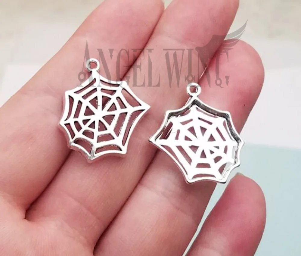 

20pcs/lot--25x23mm, cobweb chams, Antique silver plated cobweb spider halloween charms,DIY supplies, Jewelry accessories