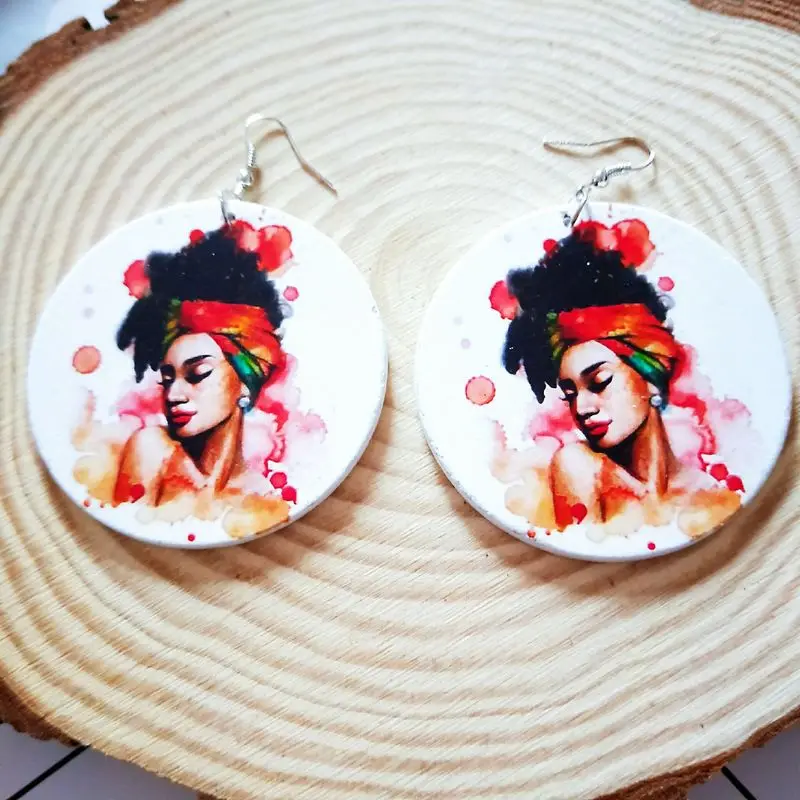 THRWELL Geometric Printing Temperament Personality Trend Exaggeration of Ethnic Style Ear Jewelry | Украшения и аксессуары