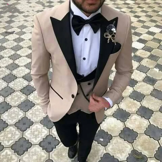 

2019 Latest Khaki Groom Tuxedos Men Suits For Wedding Custom Made Slim Fit Bridegroom Men Suit Ternos Masculino Mens Suits