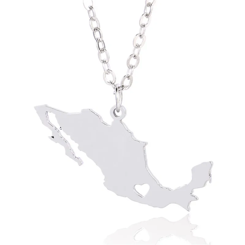 

Elfin 2019 Trendy Stainless Steel Mexico Map Necklace High Quality Mexico Map Pendant Necklace Women Map Jewellery Gift