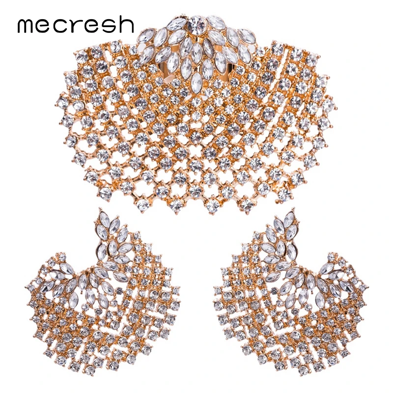 Mecresh Роскошные хрустальные серьги для Для женщин себе серебро Цвет горный