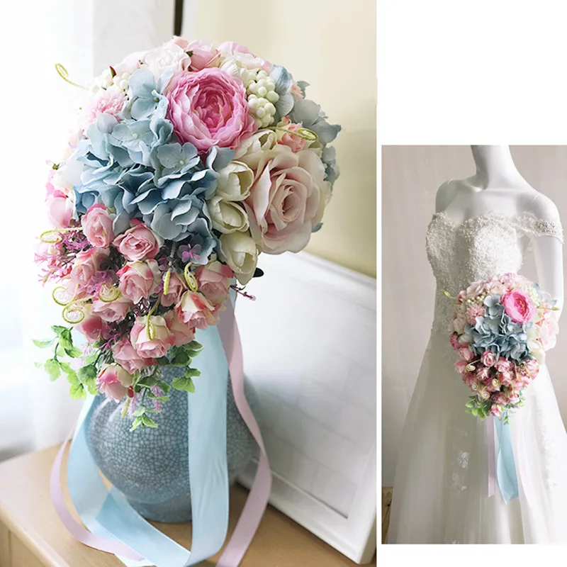 Jaevini 2019 романтический розовый водопад Свадебный искусственный шелк в стиле