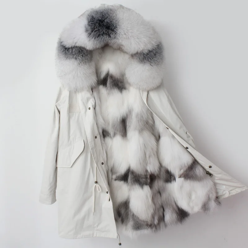 OFTBUY, длинная парка, зимняя куртка для женщин, Воротник из натурального Лисьего меха, капюшон, подкладка из натурального Лисьего меха, верхняя одежда, отстегивается, уличная одежда, бренд