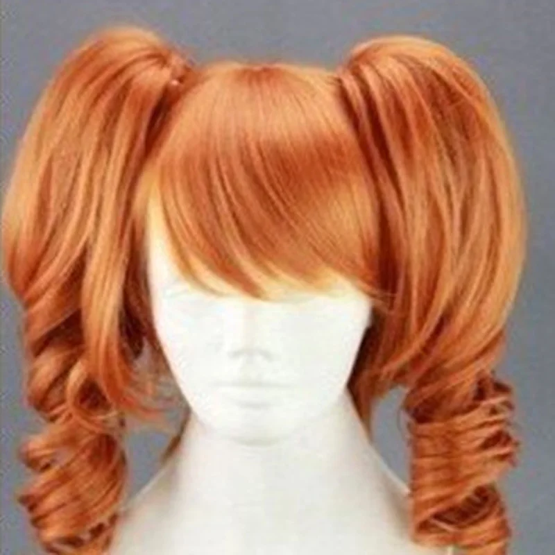 orange HAIRJOY 45 см средней длины оранжевый парик для косплея жаростойкий костюм вечерние синтетические парики 2 Клип на хвост 7 цветов - Цвет: orange