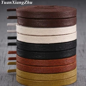 1Pair Waxed Flat Shoelaces Leather Waterproof Casual Shoes Laces Unisex Boots Shoelace Length 60 80 
