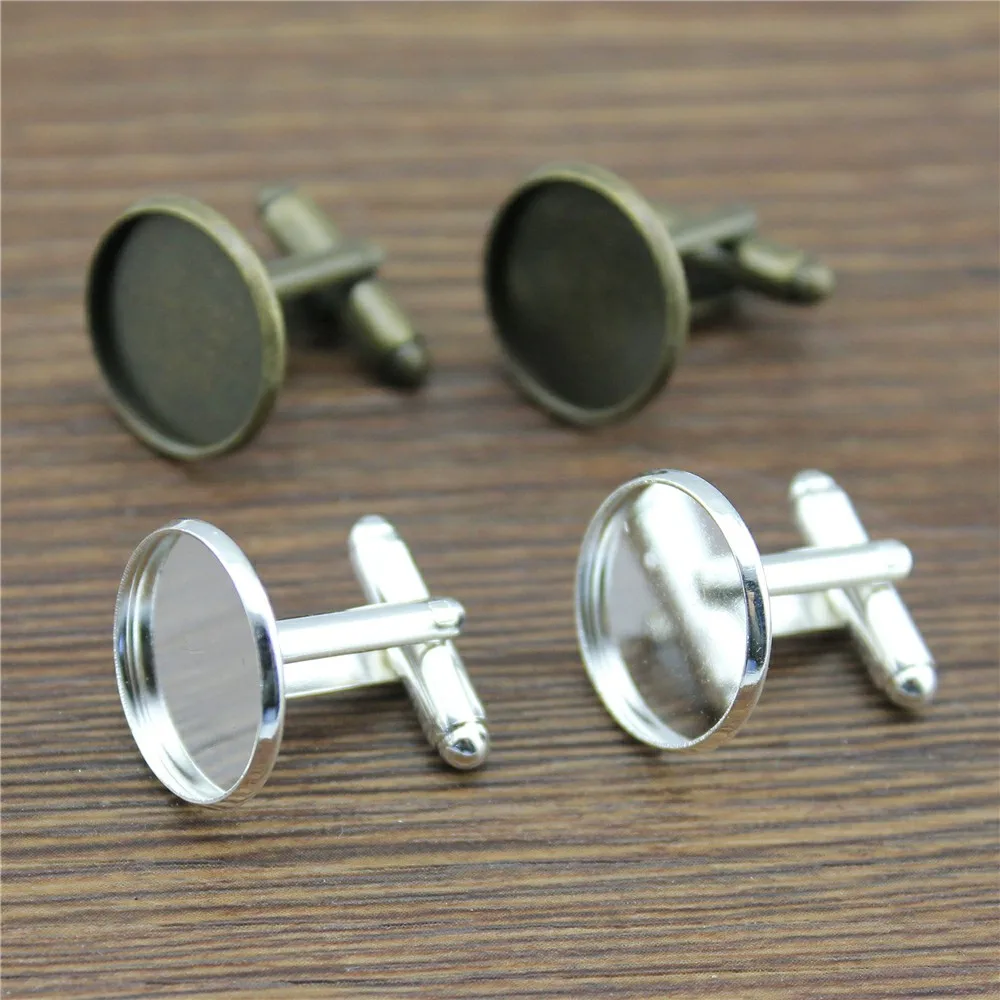

10pcs Fit 20mm 18mm 16mm 14mm 12mm 10mm Glass Cabochon Cufflink Base Cuff Link Settings Cabochon Cameo Base