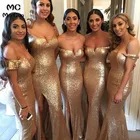 2019 женское платье подружки невесты с блестками, платье цвета шампанского с открытыми плечами для свадебной вечеринки, платье подружки невесты, платье подружки невесты