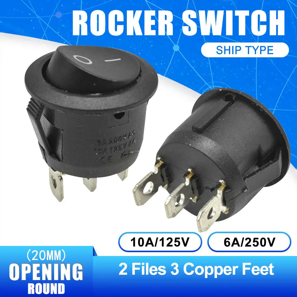 ON-OFF 3 Pin KCD1 кулисный переключатель 2 Pin 3 Pin 4 Pin 20 мм ВКЛ-ВЫКЛ-выкл-ВКЛ круглый лодочный переключатель AC 6A/250 В водонепроницаемый колпачок приборной панели автомобиля - Цвет: ON-OFF 3 Pin