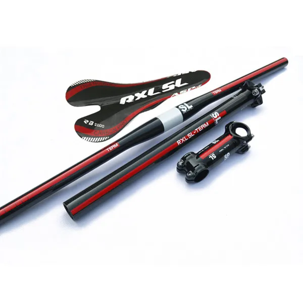 Тёмно-синий RXL SL велосипедный карбоновый руль MTB набор рулей+ подседельный штырь+ седло ультра светильник плоский/подъемный руль 3K велосипедный руль - Цвет: Тёмно-синий