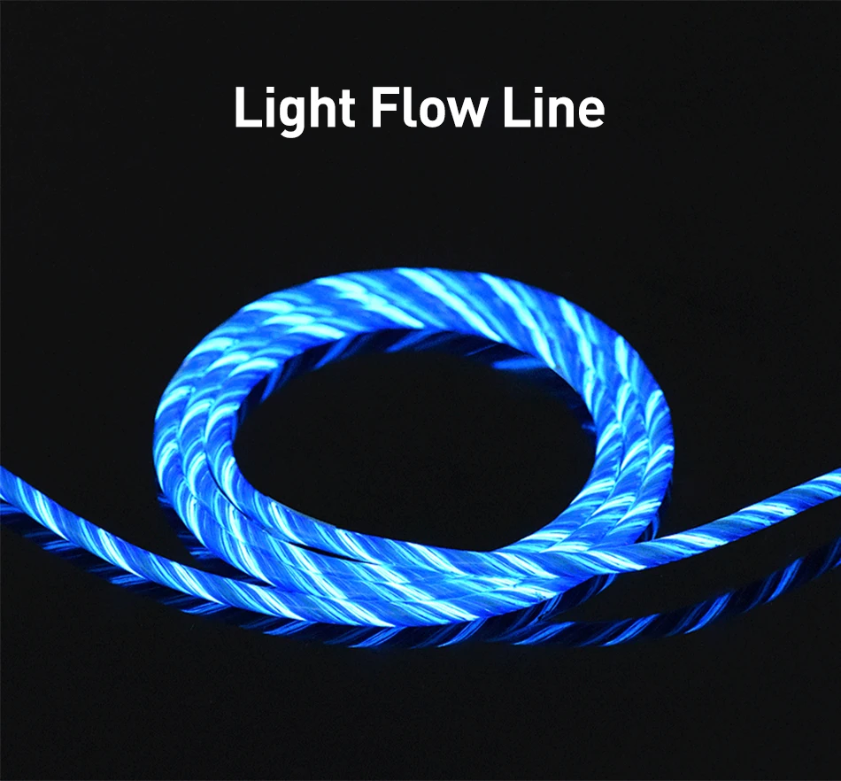 Магнитный светодиодный кабель для быстрой зарядки Micro USB Type C Honor 20 10 8X iphone X Samsung S8 S10