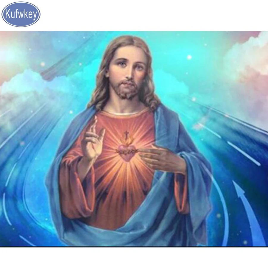 Алмазная мозаика Mazayka вышивка бисером религиозная икона Иисуса крестиком 3D узор