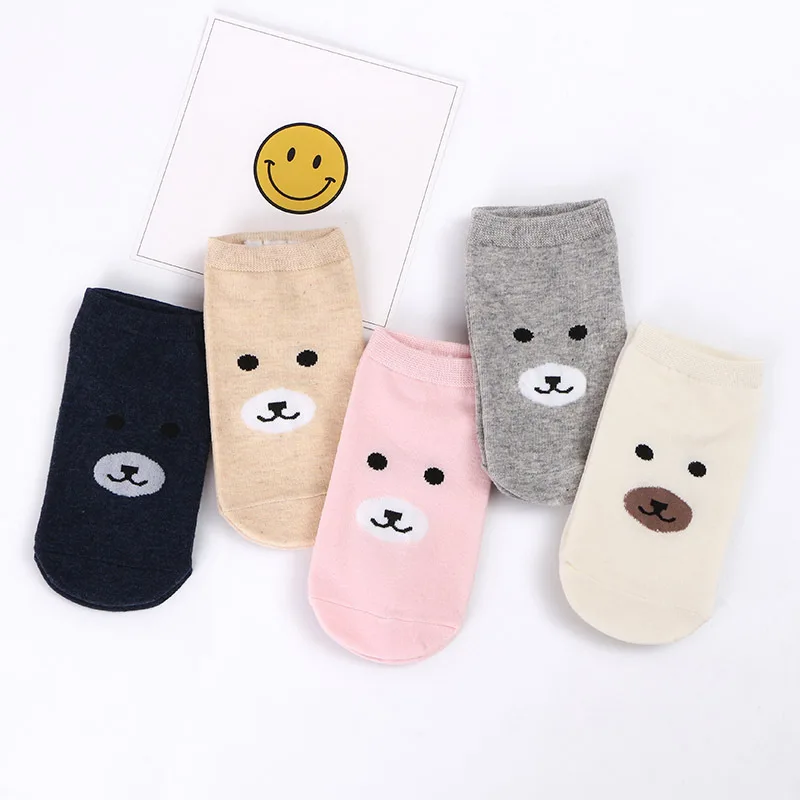 Невидимые короткие женские носки Little bear Летние удобные хлопковые лодочки для
