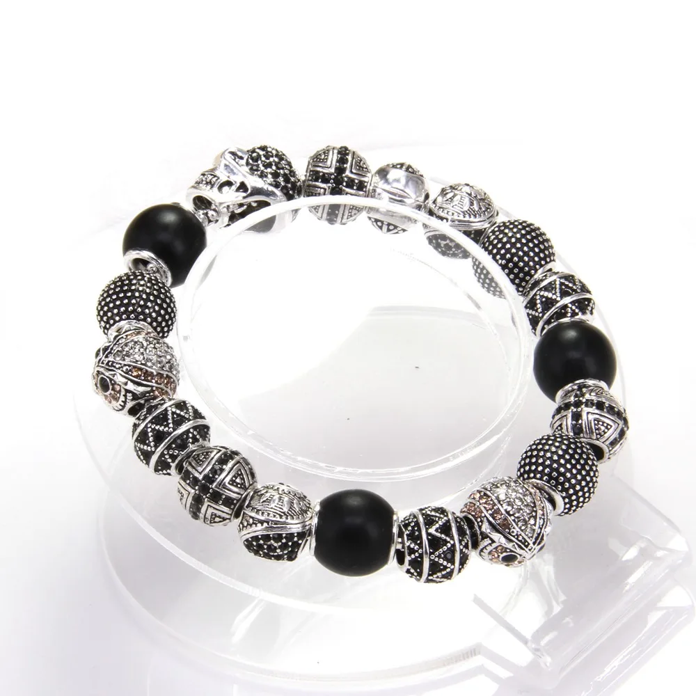 Браслет с бусинами Thomas Style KM совой крестом маори зигзагом в виде черепа браслет