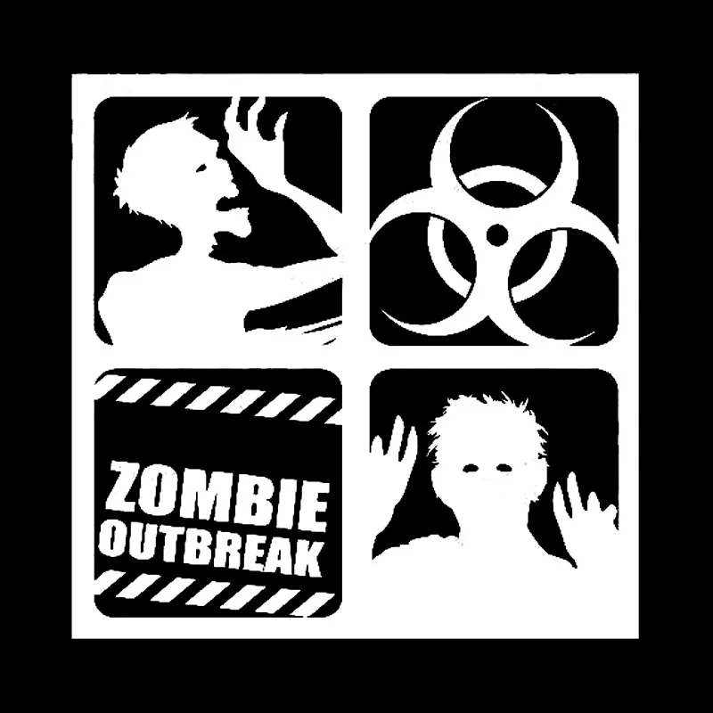 YJZT 12*12CM Warning ZOMBIE Outbreak Corpse Dead Vinyl Decal Car Sticker Black/Silver Personality Car-styling S8-1258 | Автомобили и