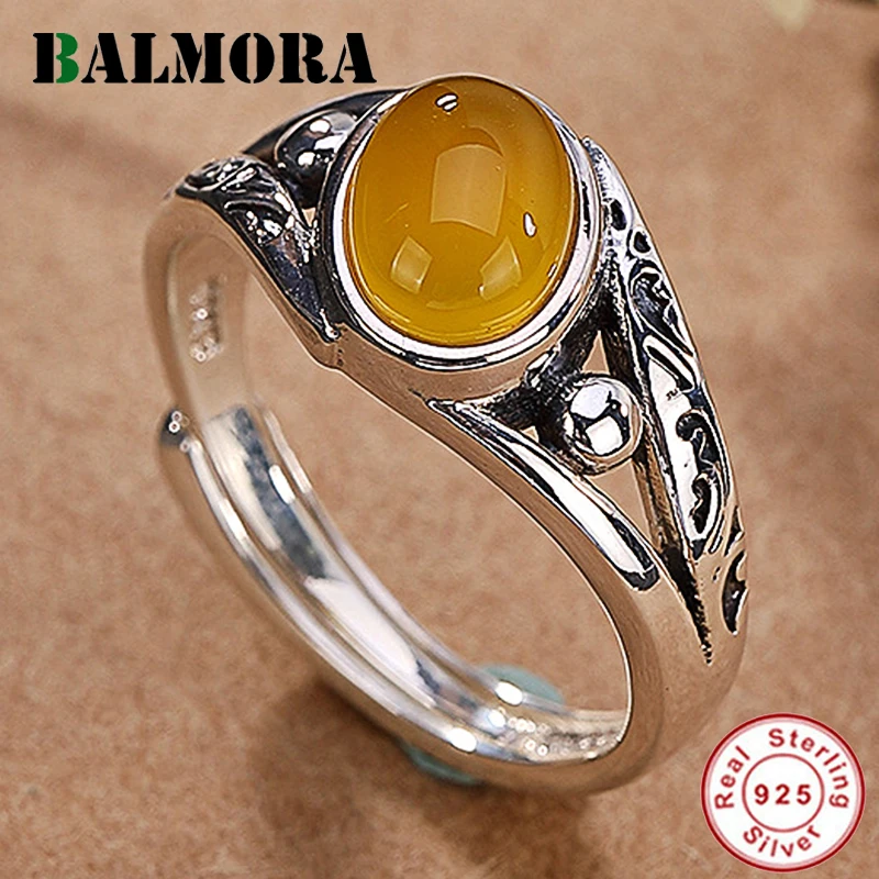 Женское кольцо с желтым халцедоном BALMORA из стерлингового серебра 925 пробы