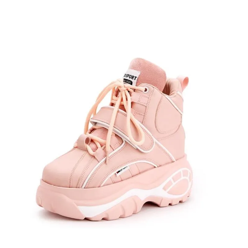 pink Fashion Casual Women Shoes Autumn Thick bottom High Platform Ankle Boots Comfortable Soft White Sneakers Winter Boots Woman - Color: pink