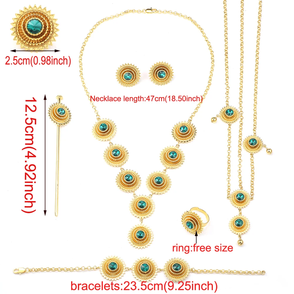 Женский комплект ювелирных изделий Ethlyn золотого цвета ожерелье + серьги браслет