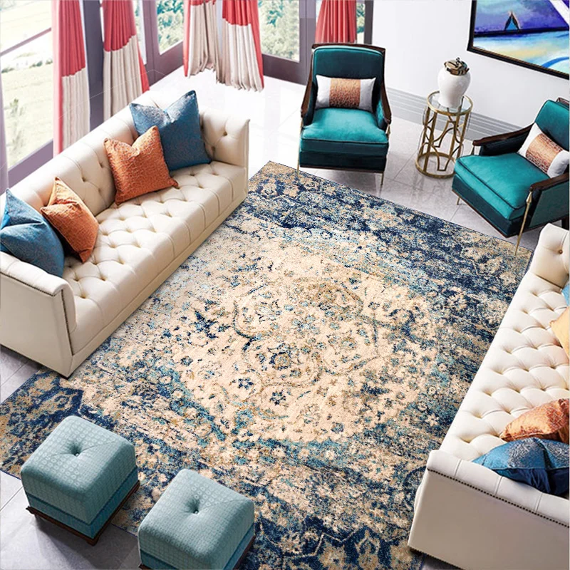

American Retro Carpets For Living Room Moroccan Home Bedroom Carpet Large Sofa Coffee Table Rug Bohemia Study Room Floor Mat