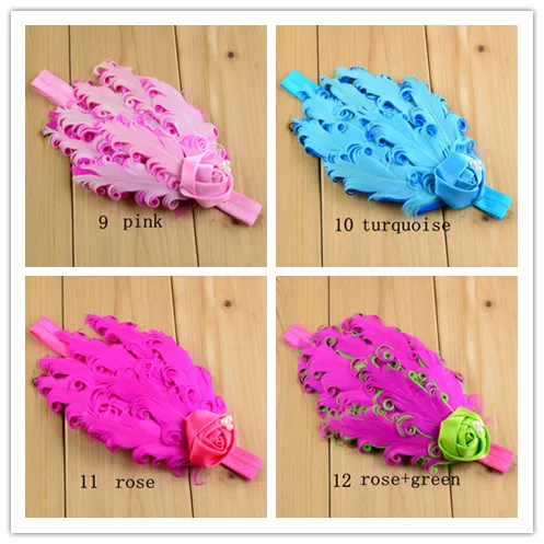 6 шт./лот новый стиль повязка на голову с перьями и розами аксессуары для волос