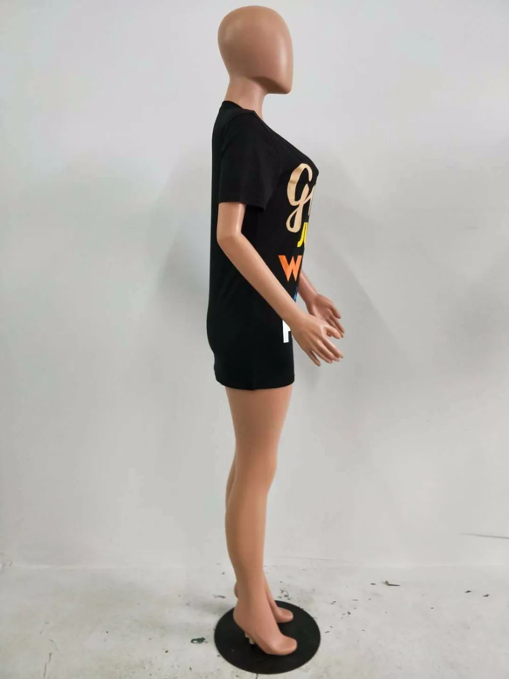 Летнее мини платье с буквенным принтом Adogirl 2018 женские повседневные платья