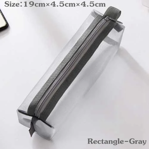 Rectangle-Gray Прозрачный чехол-карандаш, Сетчатая Сумка-карандаш для детей, подарок для девочек, офисные школьные принадлежности кавайи, канцелярские принадлежности, нейлоновый чехол-карандаш на молнии - Цвет: Rectangle-Gray