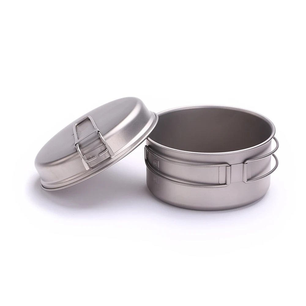 Уличная посуда Сверхлегкий портативный титановый горшок для улицы кемпинга чаша