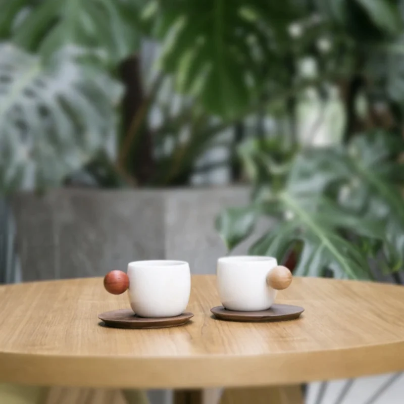 4 шт. Xiaomi Planet кофейная чашка, изысканная керамическая фарфоровая деревянная чашка с подстаканником для кафе, офиса, дома, чайная посуда для напитков