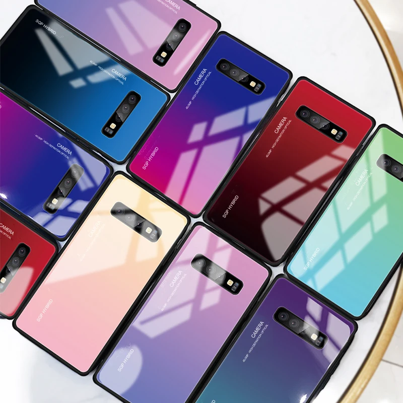 Чехол s10plus с градиентным закаленным стеклом чехол для телефона samsun galaxy s10 e plus s10e