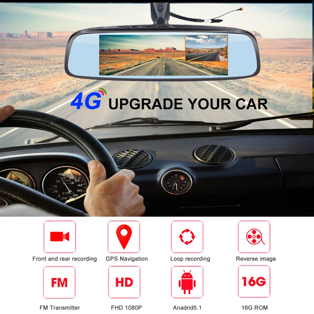 Bluavido 8 0 &quot4G Автомобильное зеркало заднего вида DVR GPS навигация ADAS Full HD 1080P видео