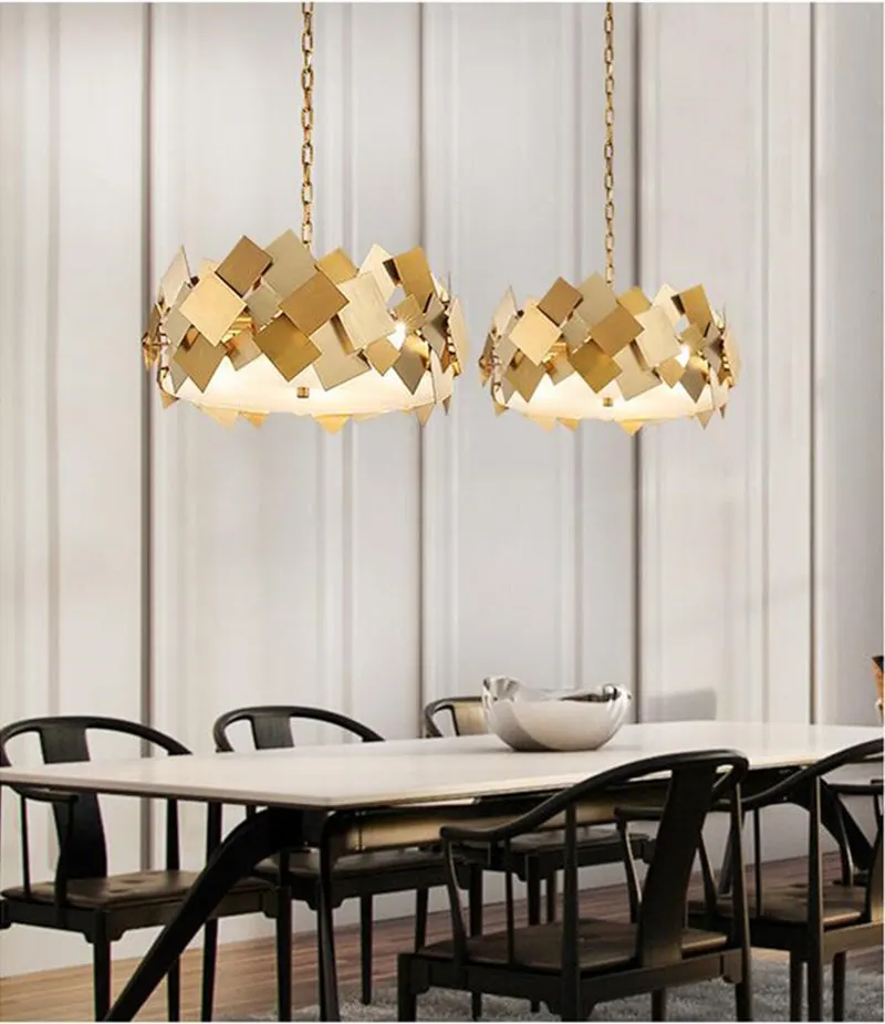 Скандинавский современный Lustre Luminarie Led E14 подвесной светильник вращающаяся стальная подвесная цепь лампы Золотой покер Led Подвесная лампа