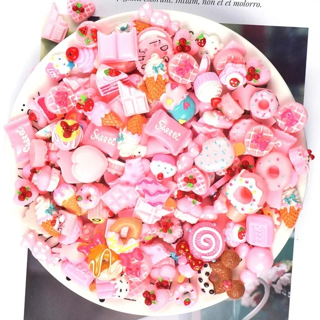 Pink 10 шт. полимерный торт талисманы слизи поставки мягкая глина комплект Lizun DIY аксессуары украшения антистресс дополнение для пластилиновых игрушек - Цвет: Pink
