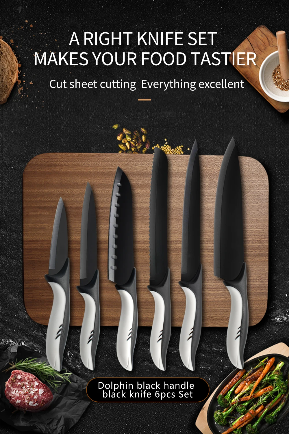 COOBNESS кухонные ножи, инструмент Santoku, нож шеф-повара, нож для очистки овощей, нож для нарезки хлеба, черное лезвие, нож из нержавеющей стали, для дома