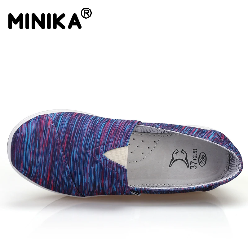 Minika полосатый Для женщин на танкетке Обувь для танцев весна женские туфли без