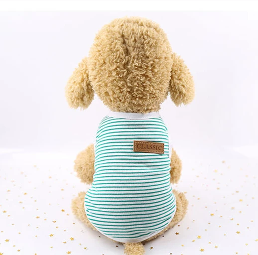Light green Милая одежда для домашних животных, полосатая одежда для кошек, Мягкий Летний жилет, Одежда для кошек, рубашка с котенком, футболка для домашних животных, костюм для кошек, одежда для маленьких собак - Цвет: Light green