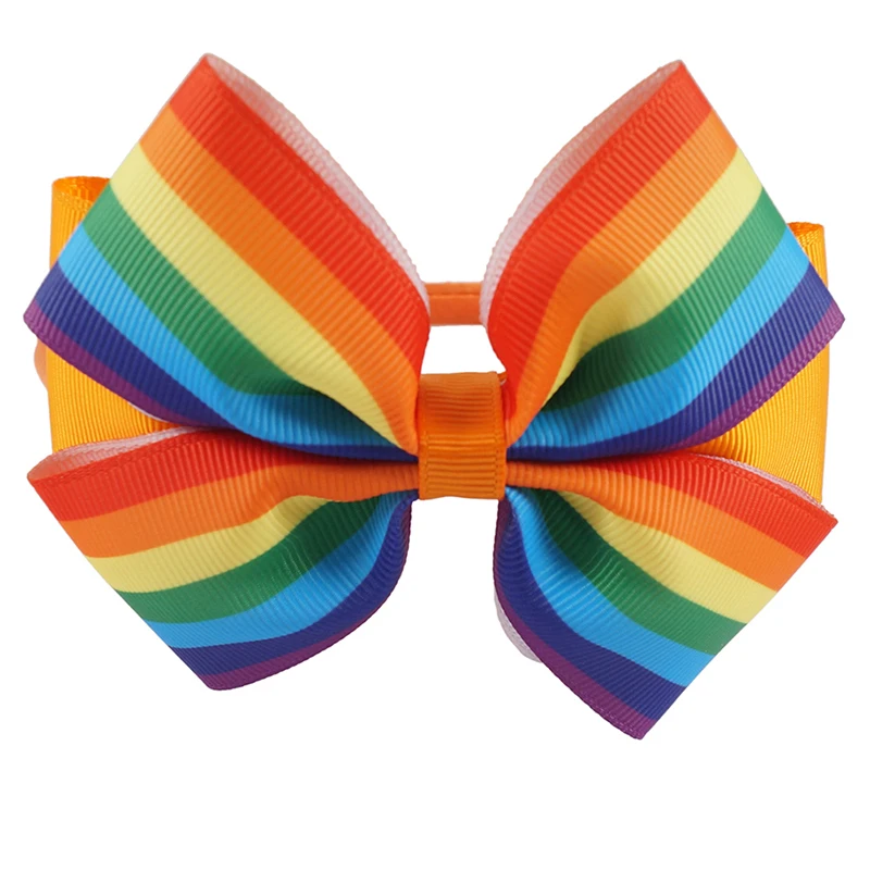 

1 Pcs Rainbow Ribbon Handmade Bow Hairband For Girls Boutique Headbands Children Hair Accessories Gift