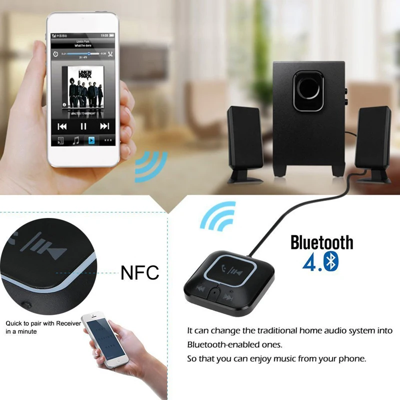 VAORLO Магнитный Bluetooth автомобильный комплект Hands Free с микрофоном 4 0 аудио адаптер NFC