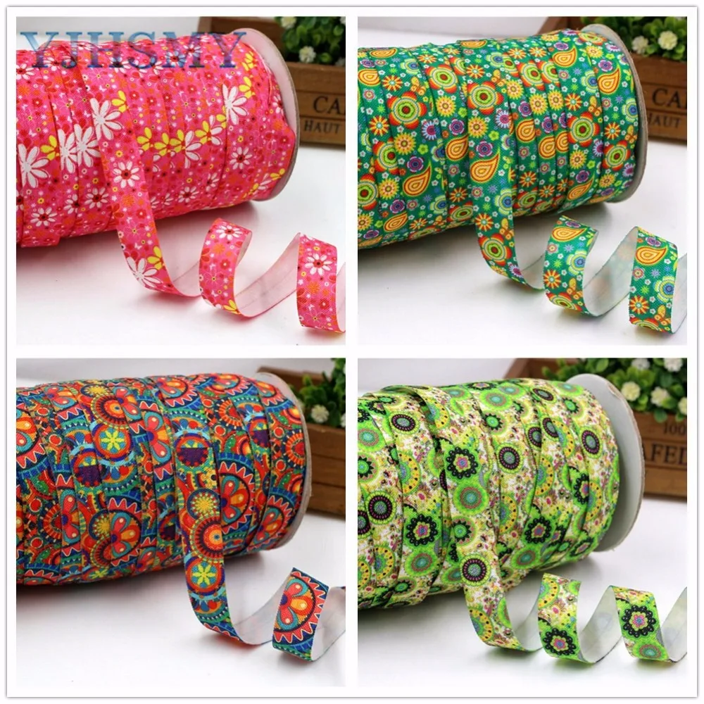 

YJHSMY E-17710-143,16 мм Цветочная печать эластичная лента, 10 ярдов DIY аксессуары для волос ручной работы материал