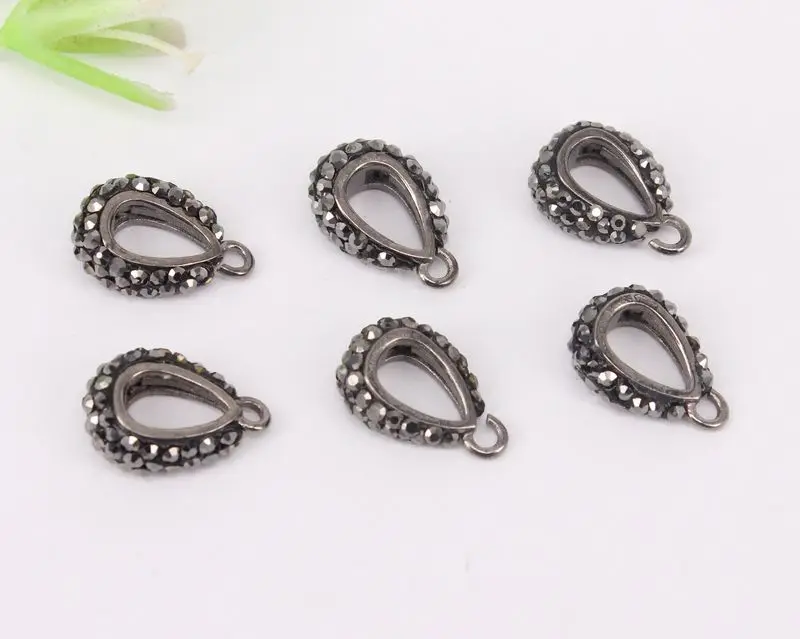 30 шт. зажим из горного хрусталя черный пистолет с покрытием хрустальных страз