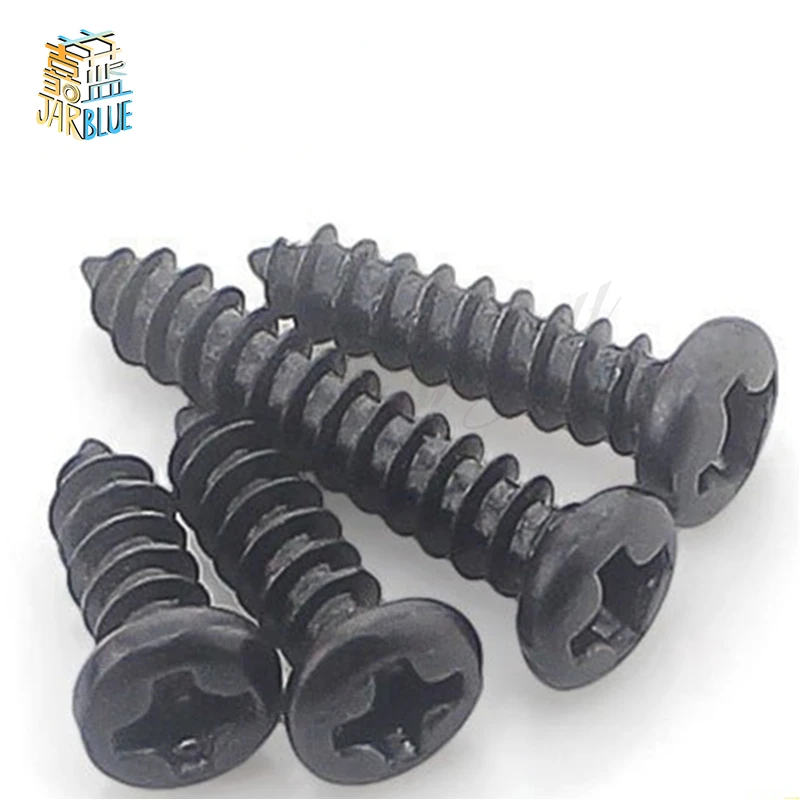 Черные резьбообразные винты M2x10mm 100 шт./компл. с поперечной головкой для
