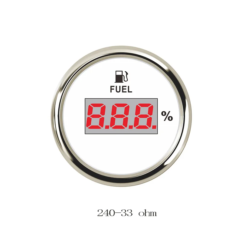 240-33ohm Морской датчик уровня цифровых топлива Лодка масляный бак Индикатор уровня пустой светодиодный 12/24V УФ-фильтр 52 мм с 240-33ohms топлива Манометр подходит для автомобилей Грузовик Лодка - Цвет: 240-33ohm