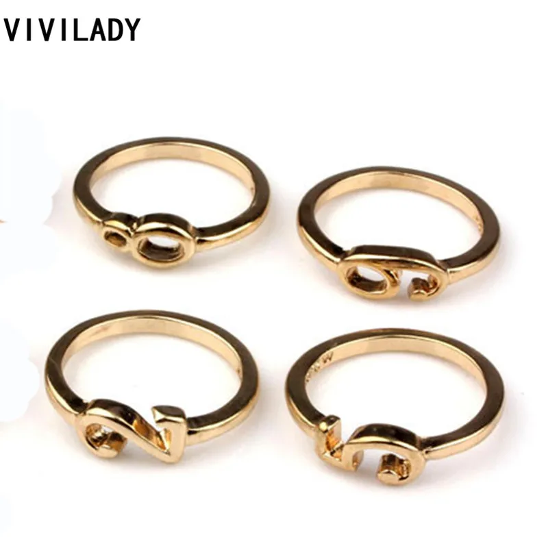 VIVILADY модные ювелирные изделия 6 шт./компл. пальцы Midi Knuckle Кольца 0 2 5 7 8 букв цифры